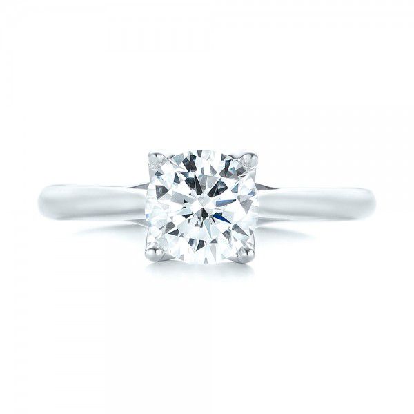 18k White Gold Classic Solitaire Engagement Ring - Top View -  103103