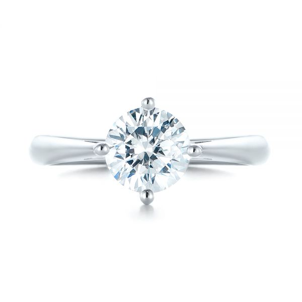 18k White Gold Classic Solitaire Engagement Ring - Top View -  1398