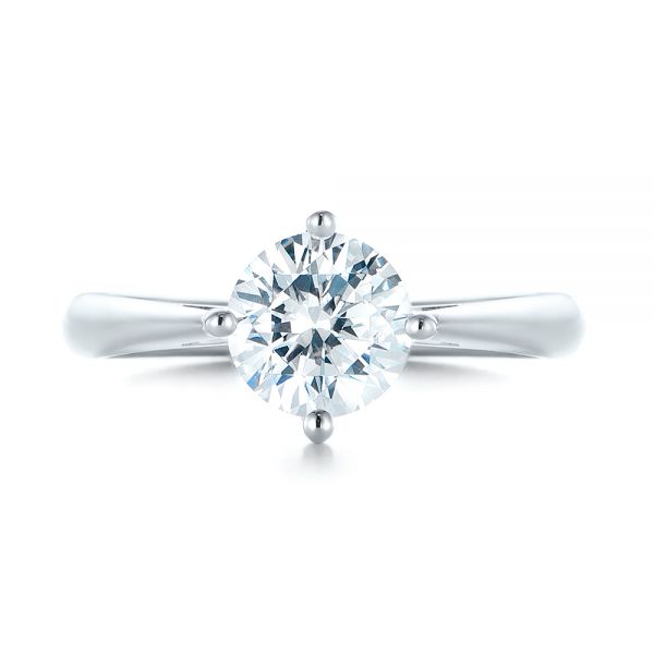 18k White Gold Classic Solitaire Engagement Ring - Top View - 1398