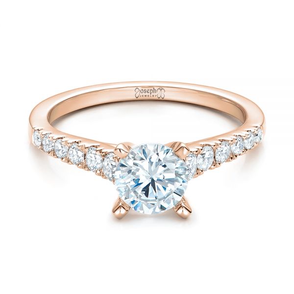 18k Rose Gold 18k Rose Gold Classic Tapered Diamond Engagement Ring - Flat View - 101022