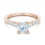 18k Rose Gold 18k Rose Gold Classic Tapered Diamond Engagement Ring - Flat View -  101022 - Thumbnail