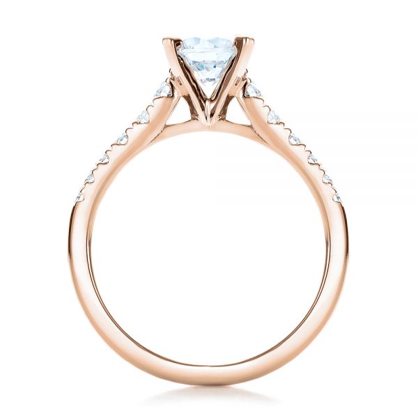 14k Rose Gold 14k Rose Gold Classic Tapered Diamond Engagement Ring - Front View -  101022