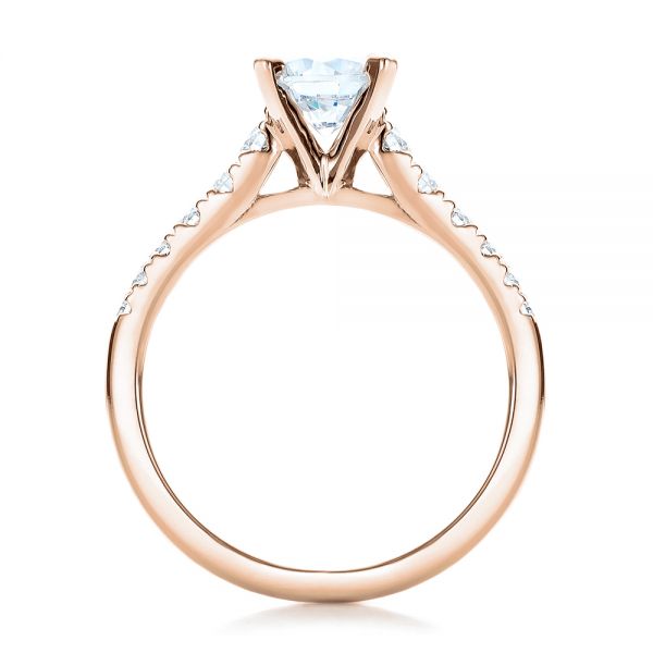 18k Rose Gold 18k Rose Gold Classic Tapered Diamond Engagement Ring - Front View - 101022