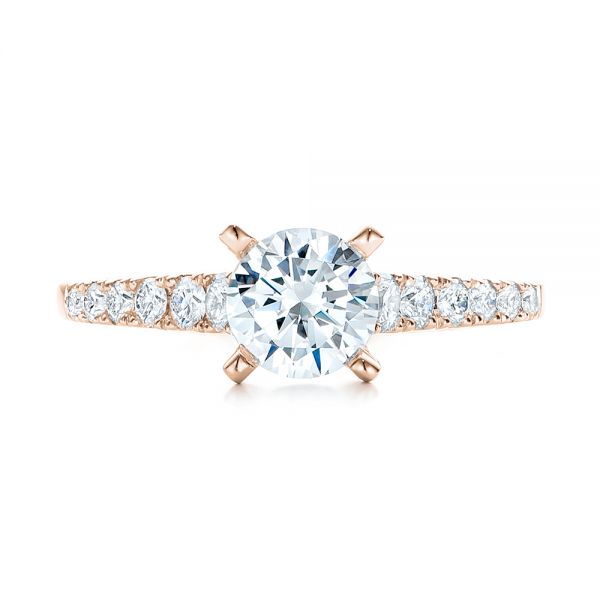 14k Rose Gold 14k Rose Gold Classic Tapered Diamond Engagement Ring - Top View -  101022