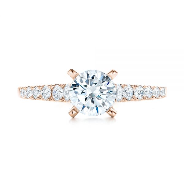 18k Rose Gold 18k Rose Gold Classic Tapered Diamond Engagement Ring - Top View - 101022