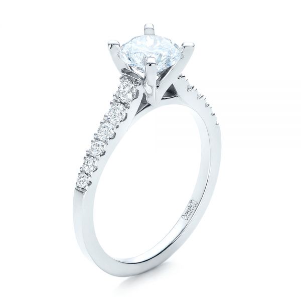  Platinum Platinum Classic Tapered Diamond Engagement Ring - Three-Quarter View -  101022