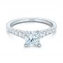 18k White Gold Classic Tapered Diamond Engagement Ring - Flat View -  101022 - Thumbnail