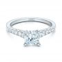 14k White Gold 14k White Gold Classic Tapered Diamond Engagement Ring - Flat View -  101022 - Thumbnail