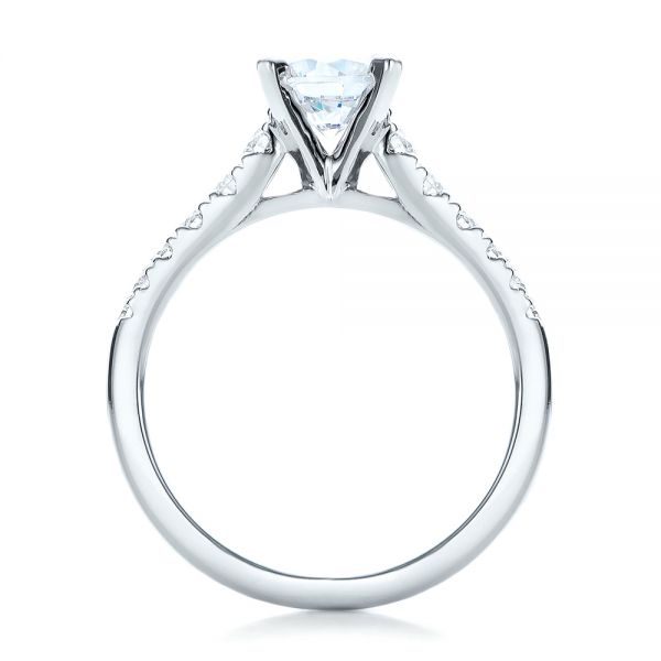 18k White Gold Classic Tapered Diamond Engagement Ring - Front View - 101022