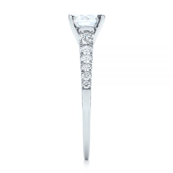 18k White Gold Classic Tapered Diamond Engagement Ring - Side View -  101022