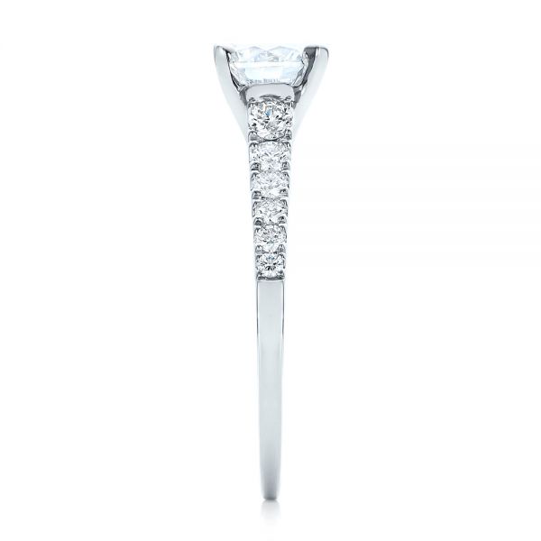 18k White Gold Classic Tapered Diamond Engagement Ring - Side View - 101022