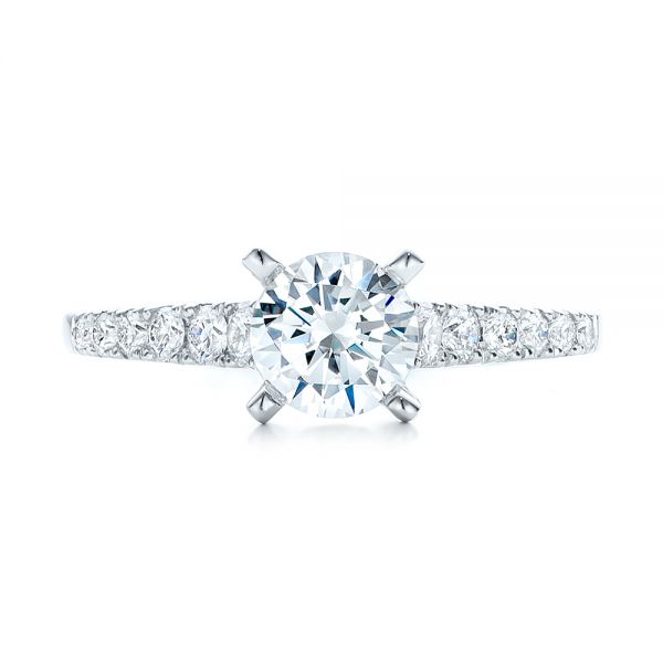 18k White Gold Classic Tapered Diamond Engagement Ring - Top View - 101022