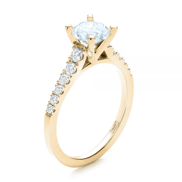 14k Yellow Gold 14k Yellow Gold Classic Tapered Diamond Engagement Ring - Three-Quarter View -  101022