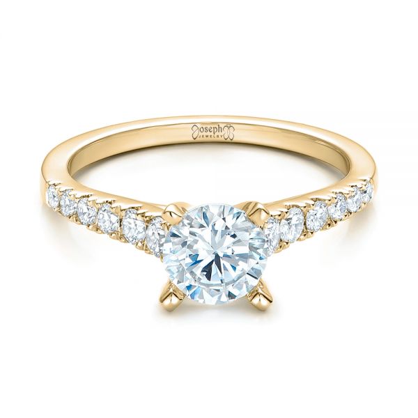 18k Yellow Gold 18k Yellow Gold Classic Tapered Diamond Engagement Ring - Flat View -  101022
