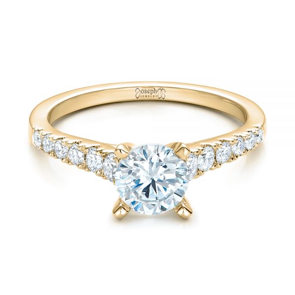 18k Yellow Gold 18k Yellow Gold Classic Tapered Diamond Engagement Ring - Flat View - 101022