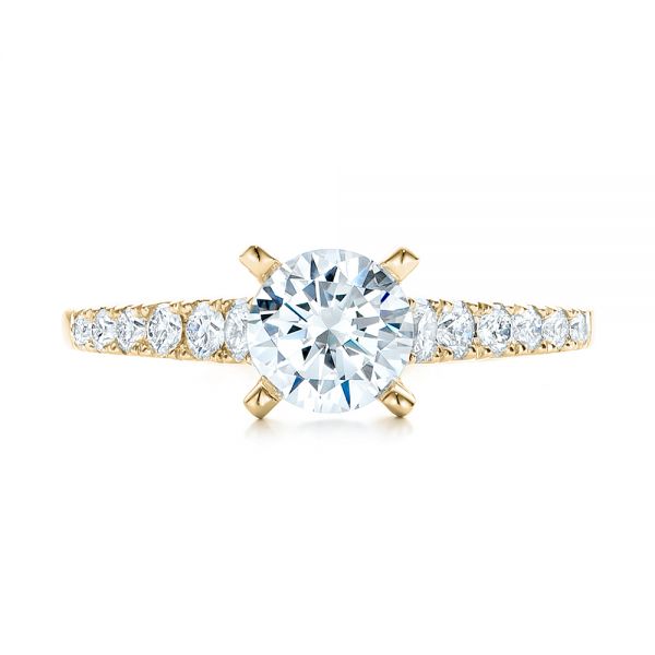 18k Yellow Gold 18k Yellow Gold Classic Tapered Diamond Engagement Ring - Top View - 101022