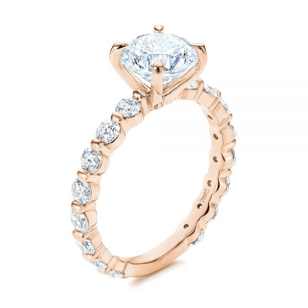 14k Rose Gold 14k Rose Gold Claw Prong Classic Diamond Engagement Ring - Three-Quarter View -  105816