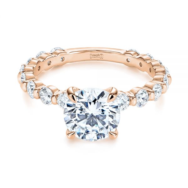 14k Rose Gold 14k Rose Gold Claw Prong Classic Diamond Engagement Ring - Flat View -  105816
