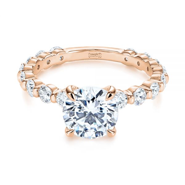 14k Rose Gold 14k Rose Gold Claw Prong Classic Diamond Engagement Ring - Flat View - 105816