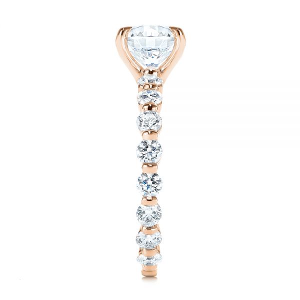 18k Rose Gold 18k Rose Gold Claw Prong Classic Diamond Engagement Ring - Side View -  105816