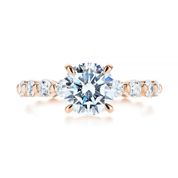 14k Rose Gold 14k Rose Gold Claw Prong Classic Diamond Engagement Ring - Top View - 105816