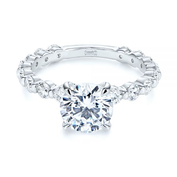 18k White Gold Claw Prong Classic Diamond Engagement Ring - Flat View - 105816