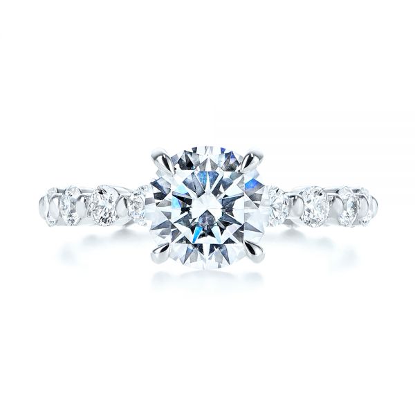 18k White Gold Claw Prong Classic Diamond Engagement Ring - Top View - 105816