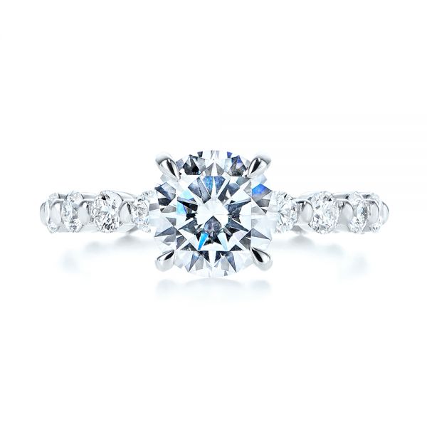 14k White Gold 14k White Gold Claw Prong Classic Diamond Engagement Ring - Top View -  105816