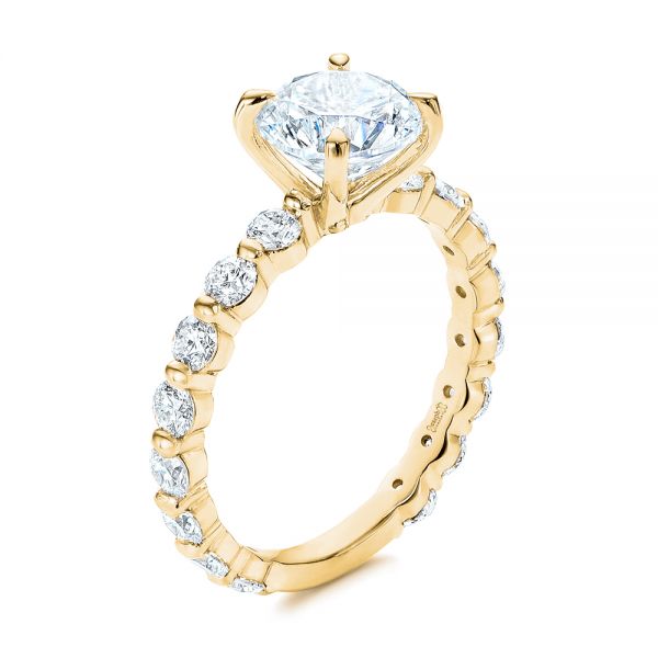 18k Yellow Gold 18k Yellow Gold Claw Prong Classic Diamond Engagement Ring - Three-Quarter View -  105816