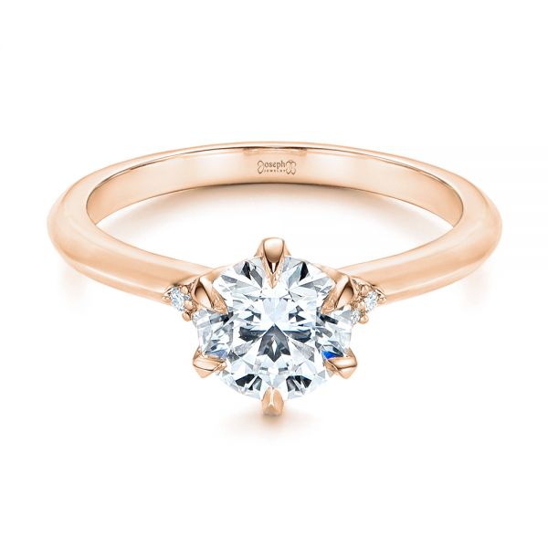 14k Rose Gold 14k Rose Gold Claw Prong Cluster Diamond Engagement Ring - Flat View -  105854