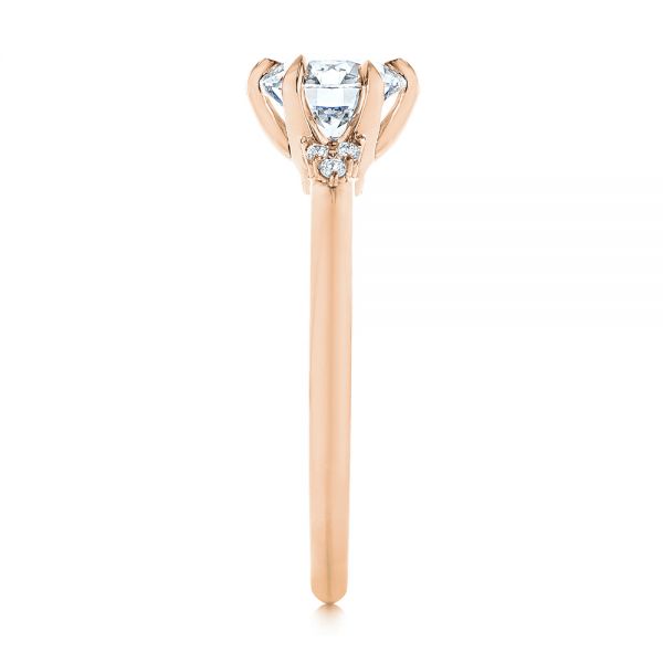 14k Rose Gold 14k Rose Gold Claw Prong Cluster Diamond Engagement Ring - Side View -  105854