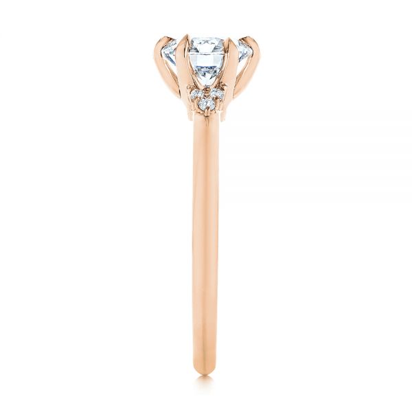 14k Rose Gold 14k Rose Gold Claw Prong Cluster Diamond Engagement Ring - Side View - 105854