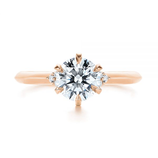 14k Rose Gold 14k Rose Gold Claw Prong Cluster Diamond Engagement Ring - Top View -  105854