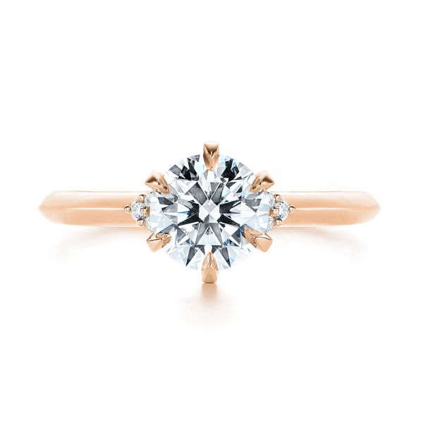 14k Rose Gold 14k Rose Gold Claw Prong Cluster Diamond Engagement Ring - Top View - 105854