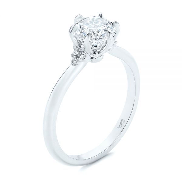  Platinum Claw Prong Cluster Diamond Engagement Ring - Three-Quarter View -  105854