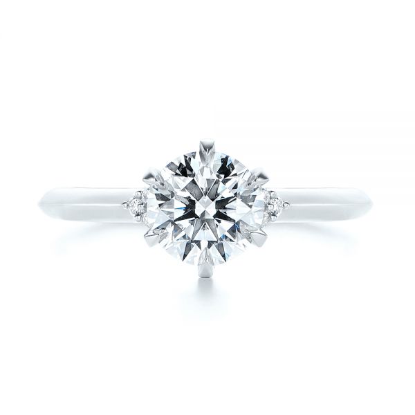  Platinum Claw Prong Cluster Diamond Engagement Ring - Top View -  105854