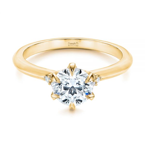 18k Yellow Gold 18k Yellow Gold Claw Prong Cluster Diamond Engagement Ring - Flat View -  105854