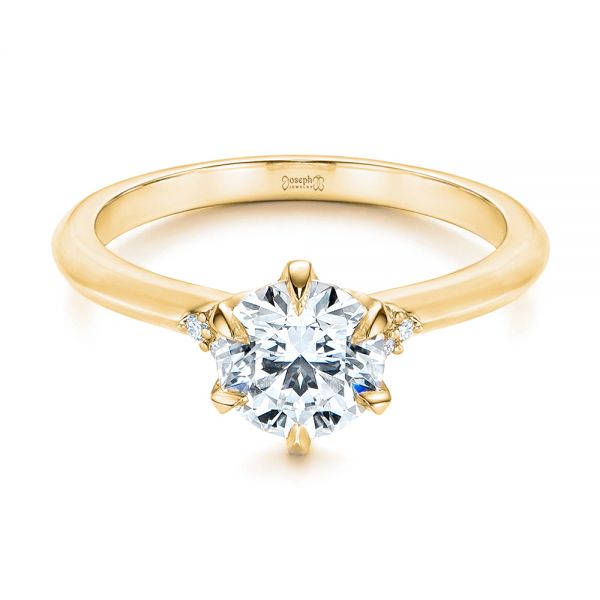 14k Yellow Gold 14k Yellow Gold Claw Prong Cluster Diamond Engagement Ring - Flat View - 105854