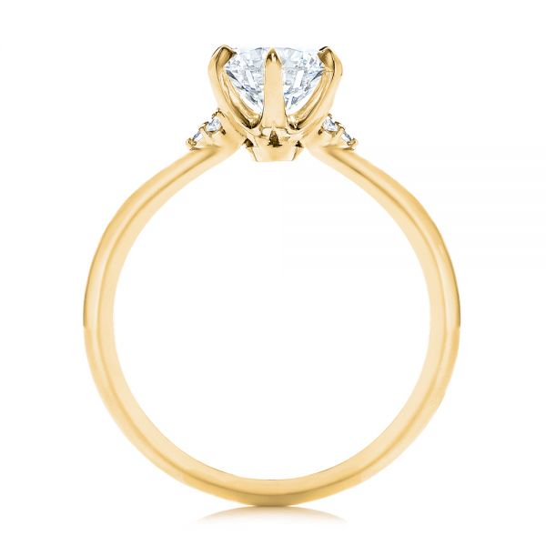 14k Yellow Gold 14k Yellow Gold Claw Prong Cluster Diamond Engagement Ring - Front View -  105854
