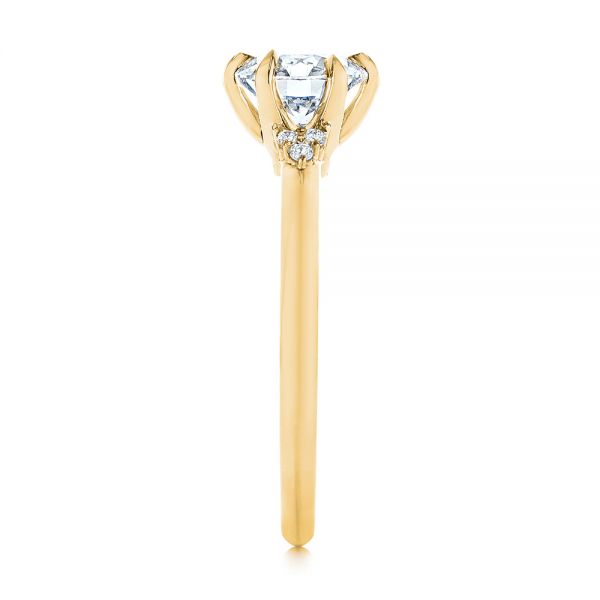 18k Yellow Gold 18k Yellow Gold Claw Prong Cluster Diamond Engagement Ring - Side View -  105854
