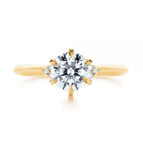 18k Yellow Gold 18k Yellow Gold Claw Prong Cluster Diamond Engagement Ring - Top View -  105854