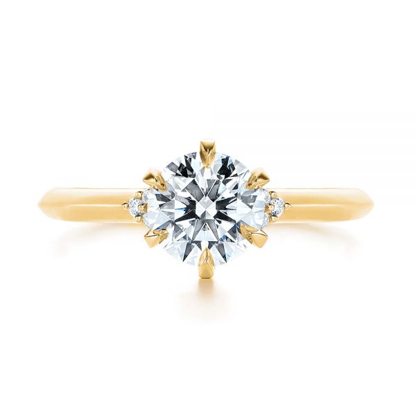 14k Yellow Gold 14k Yellow Gold Claw Prong Cluster Diamond Engagement Ring - Top View - 105854
