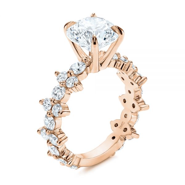 18k Rose Gold 18k Rose Gold Cluster Diamond Engagement Ring - Three-Quarter View -  106270 - Thumbnail