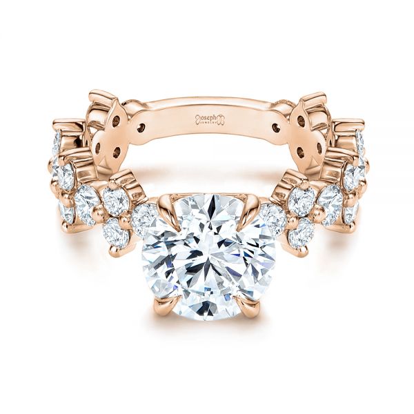 18k Rose Gold 18k Rose Gold Cluster Diamond Engagement Ring - Flat View -  106270 - Thumbnail