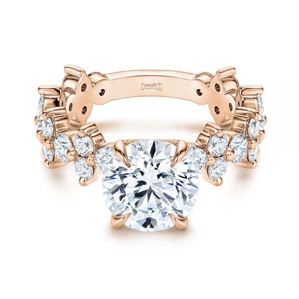 18k Rose Gold 18k Rose Gold Cluster Diamond Engagement Ring - Flat View - 106270