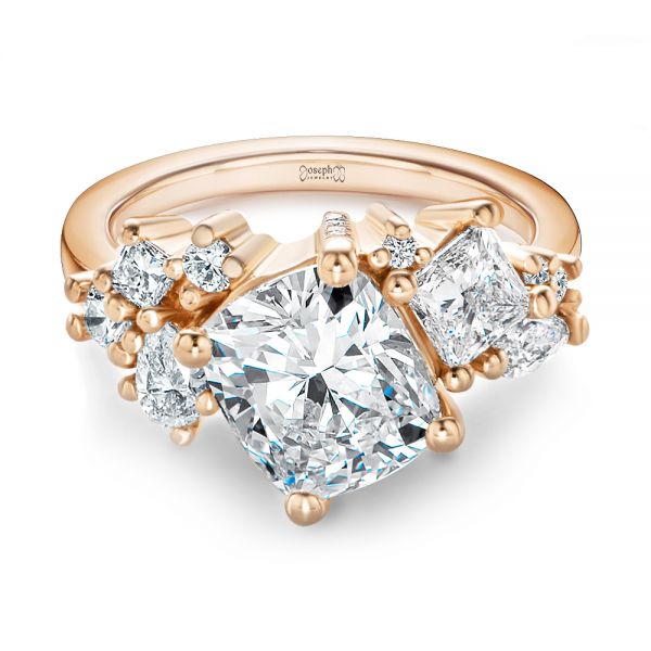 14k Rose Gold 14k Rose Gold Cluster Diamond Engagement Ring - Flat View - 107584