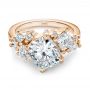 18k Rose Gold 18k Rose Gold Cluster Diamond Engagement Ring - Flat View -  107584 - Thumbnail