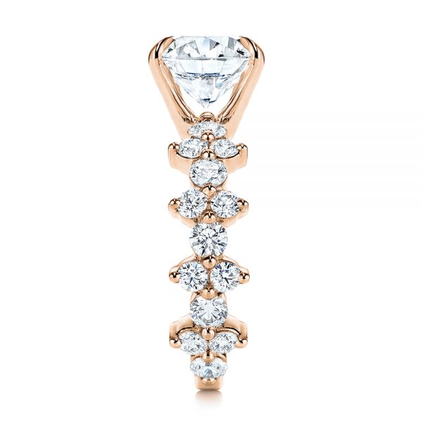18k Rose Gold 18k Rose Gold Cluster Diamond Engagement Ring - Side View - 106270