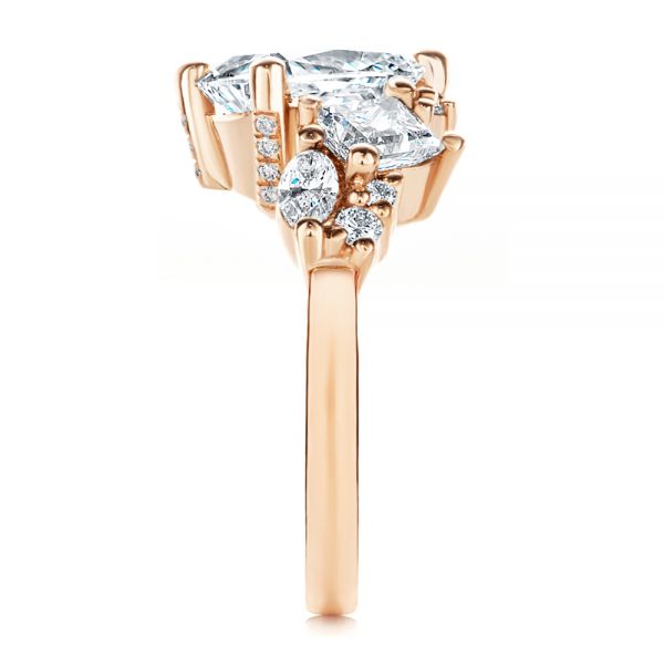18k Rose Gold 18k Rose Gold Cluster Diamond Engagement Ring - Side View -  107584