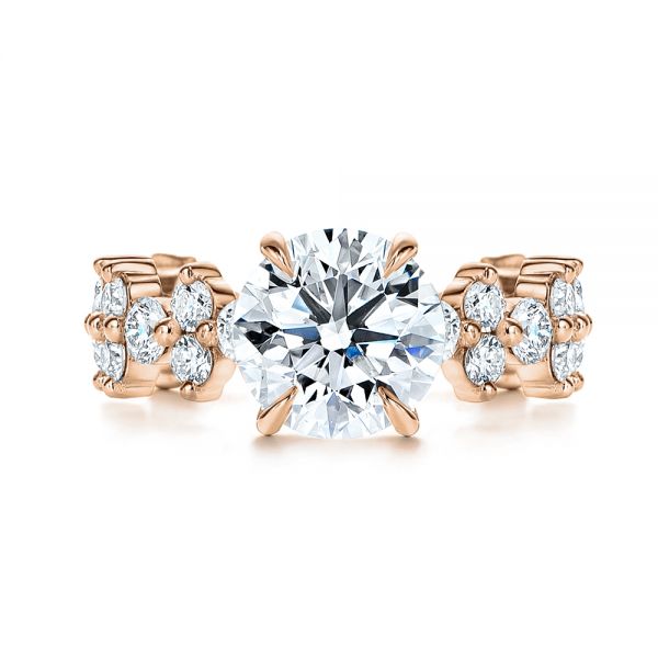 18k Rose Gold 18k Rose Gold Cluster Diamond Engagement Ring - Top View - 106270
